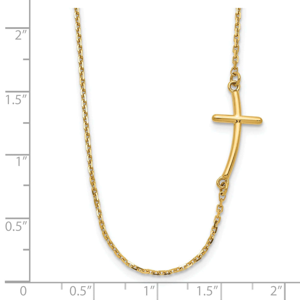 Lovely Rita's Pendants & Charms 14k Yellow Small Sideways Curved Cross Necklace