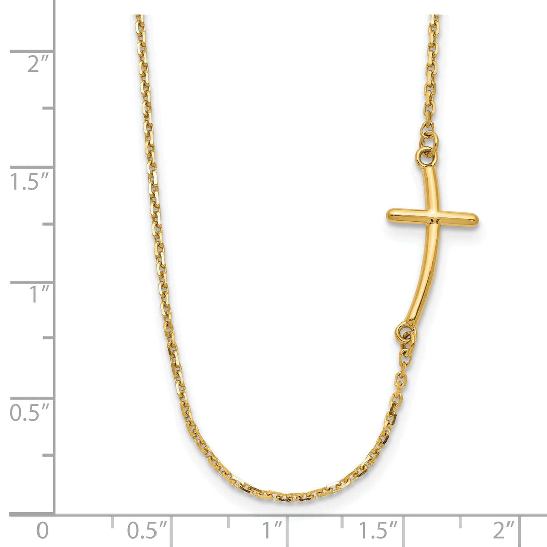 Lovely Rita's Pendants & Charms 14k Yellow Small Sideways Curved Cross Necklace