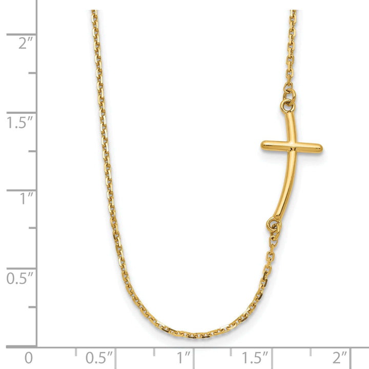 Lovely Rita's Pendants & Charms 14k Yellow Small Sideways Curved Cross Necklace