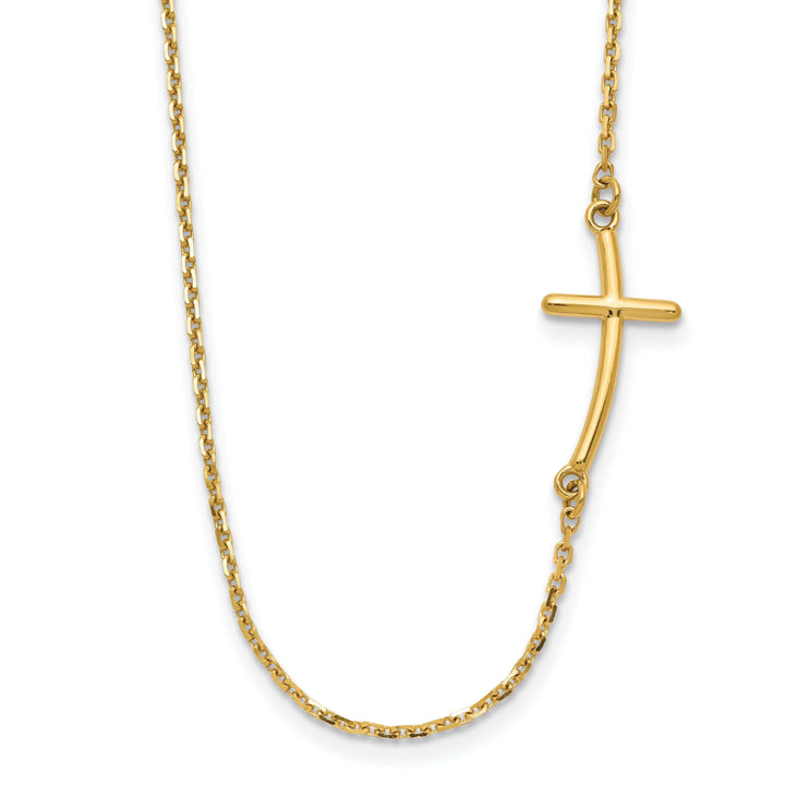 Lovely Rita's Pendants & Charms 14k Yellow Small Sideways Curved Cross Necklace