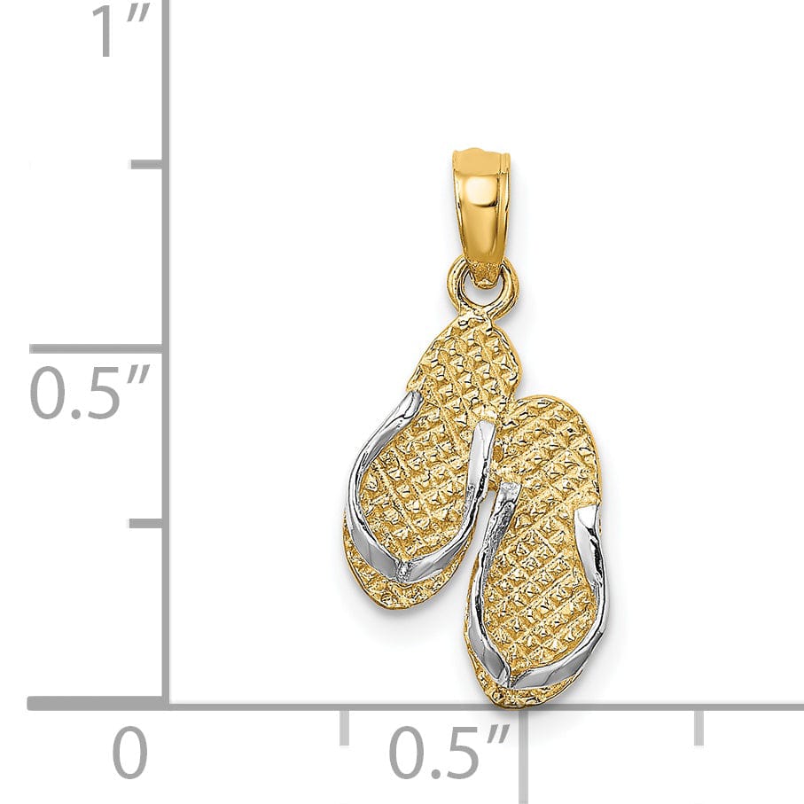 Lovely Rita's Pendants & Charms 14k Yellow, White Gold 3-D SANIBEL ISLAND Double Flip Flop Sandal Pendant