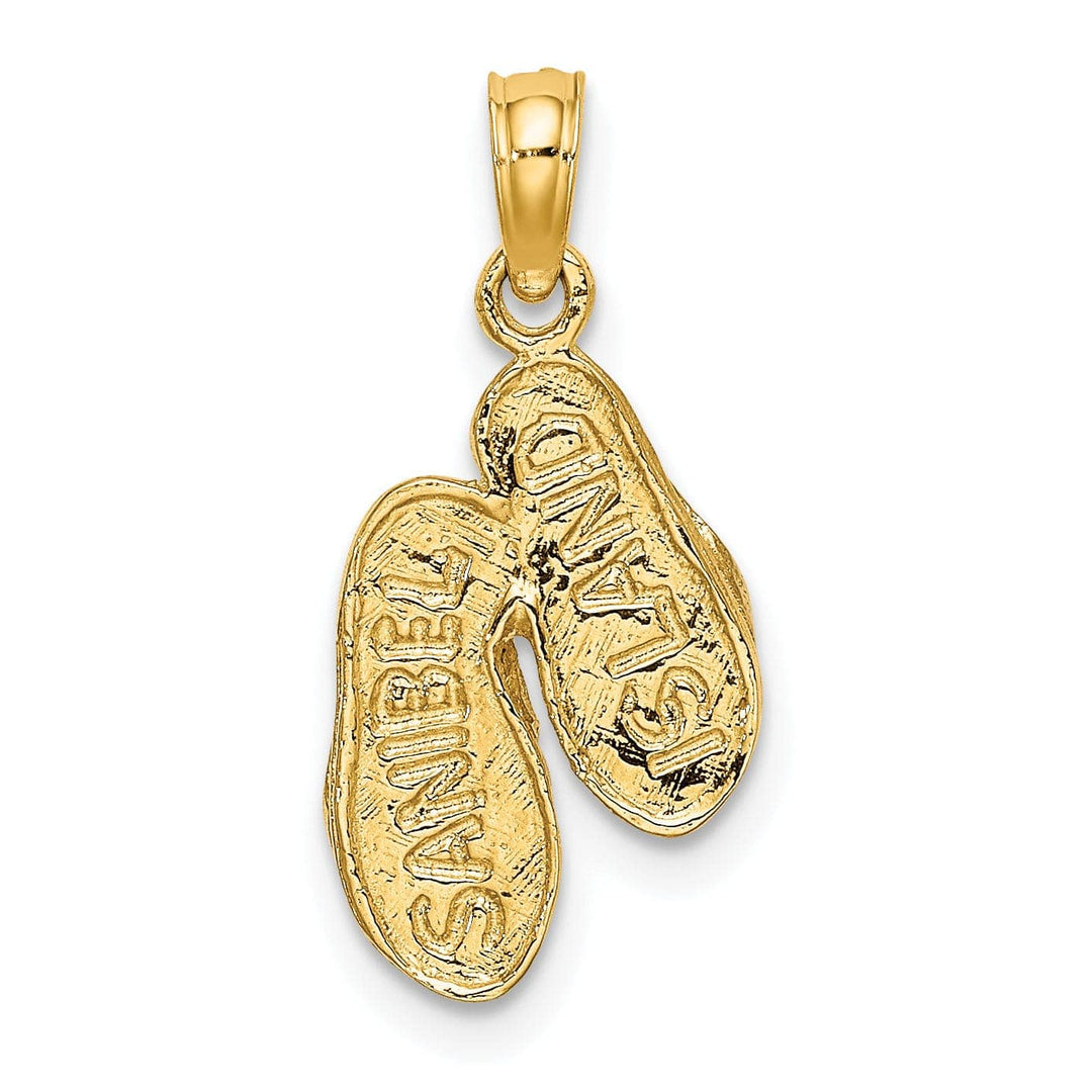 Lovely Rita's Pendants & Charms 14k Yellow, White Gold 3-D SANIBEL ISLAND Double Flip Flop Sandal Pendant