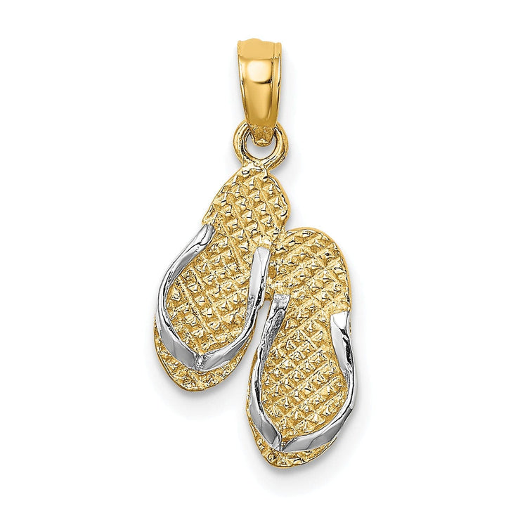 Lovely Rita's Pendants & Charms 14k Yellow, White Gold 3-D SANIBEL ISLAND Double Flip Flop Sandal Pendant