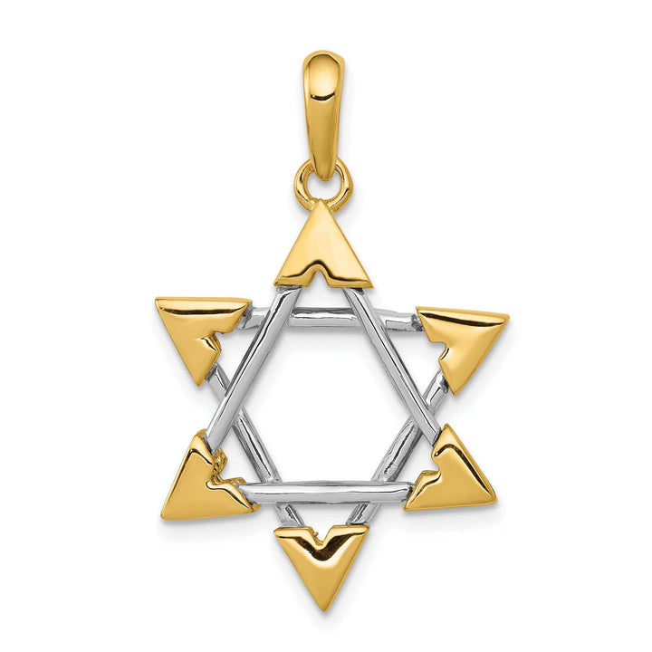 Lovely Rita's Pendants & Charms 14k Yellow White Gold Polish Finish Closed Back Star Of David Pendant