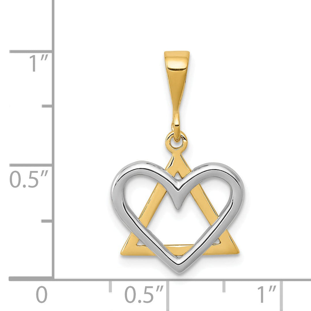 Lovely Rita's Pendants & Charms 14k Yellow White Gold Polish Finish Star Of David Heart Design Pendant
