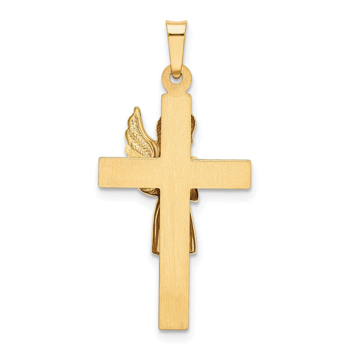 Lovely Rita's Pendants & Charms 14K Yellow White Gold Polished Finish Hollow Angel on Cross Pendant