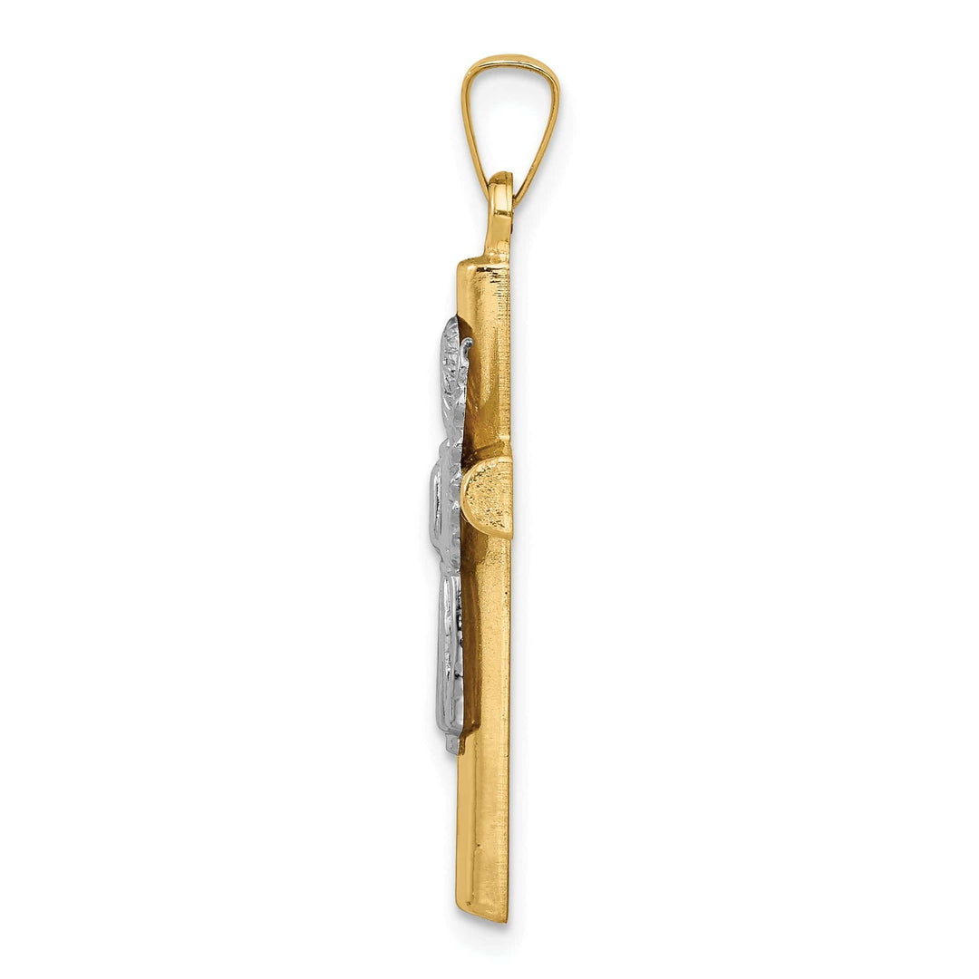 Lovely Rita's Pendants & Charms 14K Yellow White Gold Polished Finish Hollow Angel on Cross Pendant