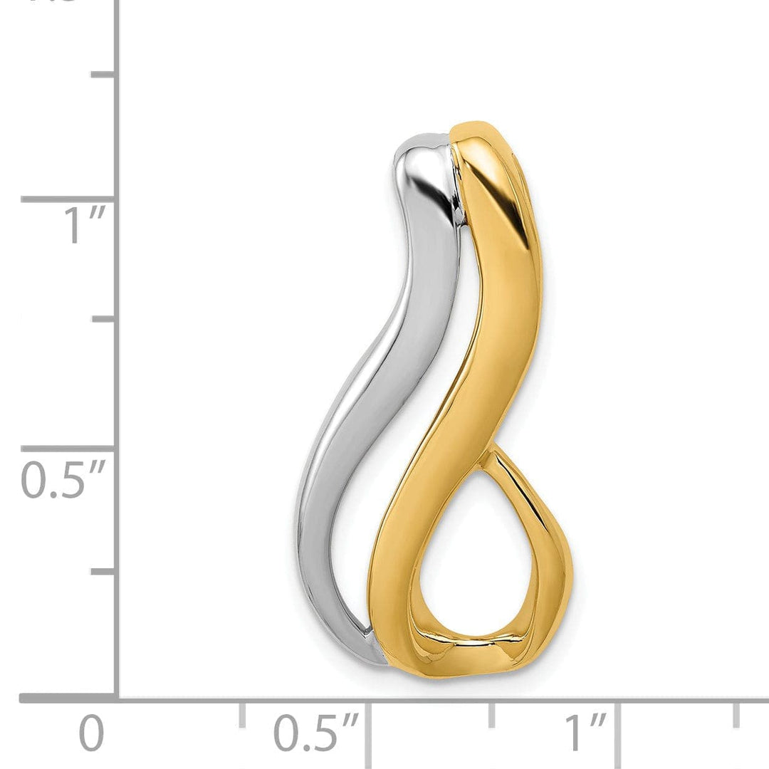 Lovely Rita's Pendants & Charms 14k Yellow, White Gold Polished Finish Reversible Fancy Swirl Design Omega Slide Pendant