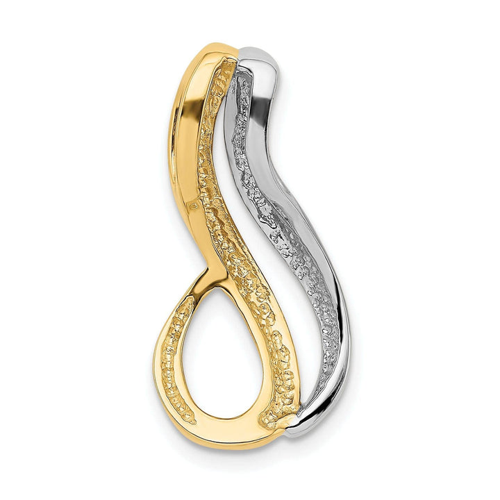 Lovely Rita's Pendants & Charms 14k Yellow, White Gold Polished Finish Reversible Fancy Swirl Design Omega Slide Pendant