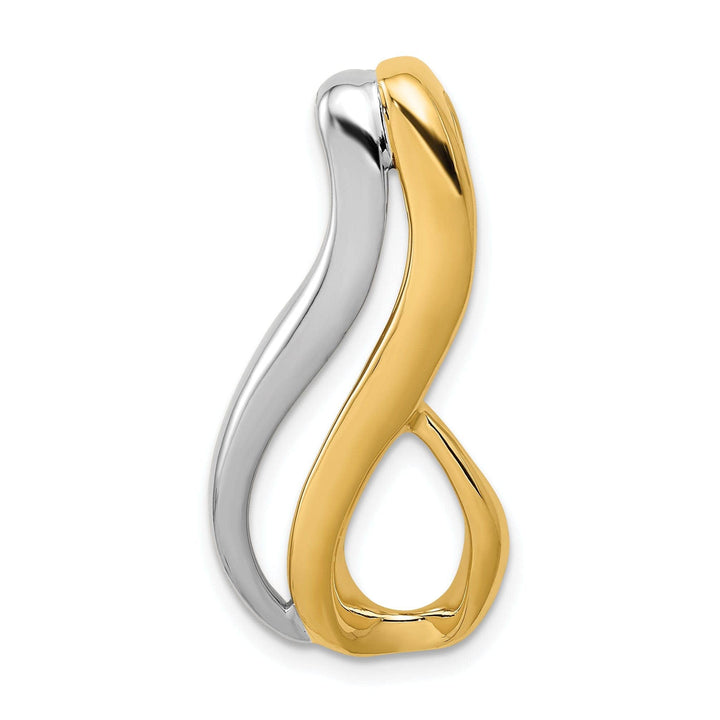 Lovely Rita's Pendants & Charms 14k Yellow, White Gold Polished Finish Reversible Fancy Swirl Design Omega Slide Pendant