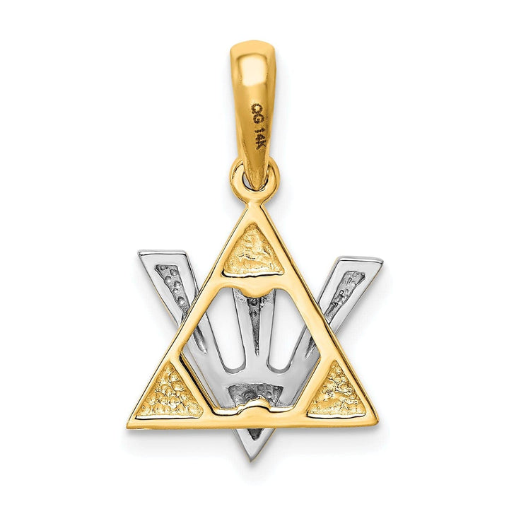 Lovely Rita's Pendants & Charms 14K Yellow White Gold Polished Finish Star of David with Shin Pendant