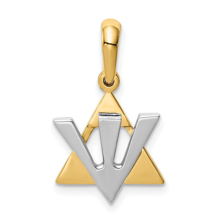 Lovely Rita's Pendants & Charms 14K Yellow White Gold Polished Finish Star of David with Shin Pendant