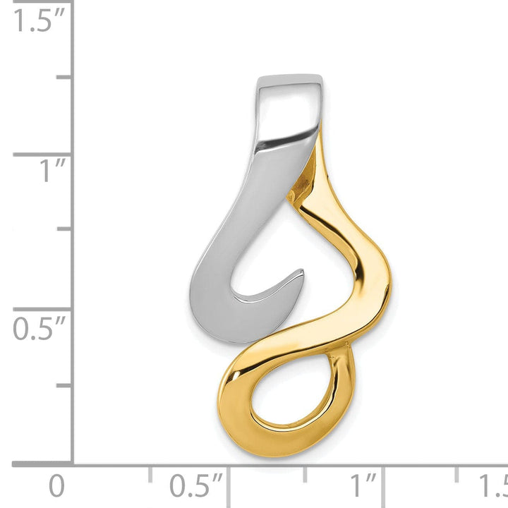 Lovely Rita's Pendants & Charms 14k Yellow, White Gold Polished Finish Swirl Fancy Design Omega Slide Pendant