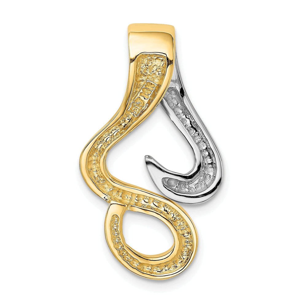 Lovely Rita's Pendants & Charms 14k Yellow, White Gold Polished Finish Swirl Fancy Design Omega Slide Pendant