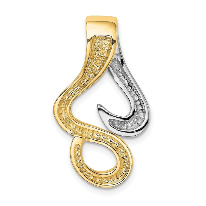 Lovely Rita's Pendants & Charms 14k Yellow, White Gold Polished Finish Swirl Fancy Design Omega Slide Pendant