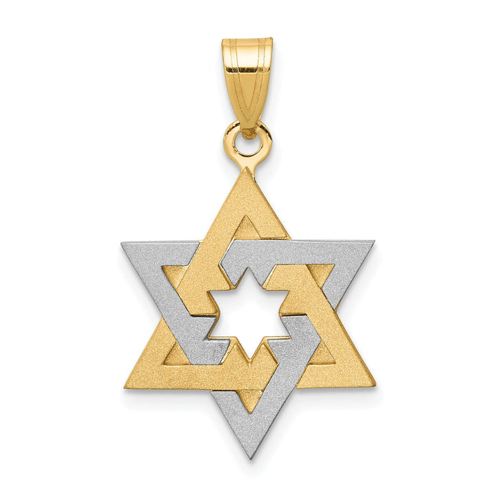 Lovely Rita's Pendants & Charms 14K Yellow White Gold Satin Finish Star of David Charm Pendant