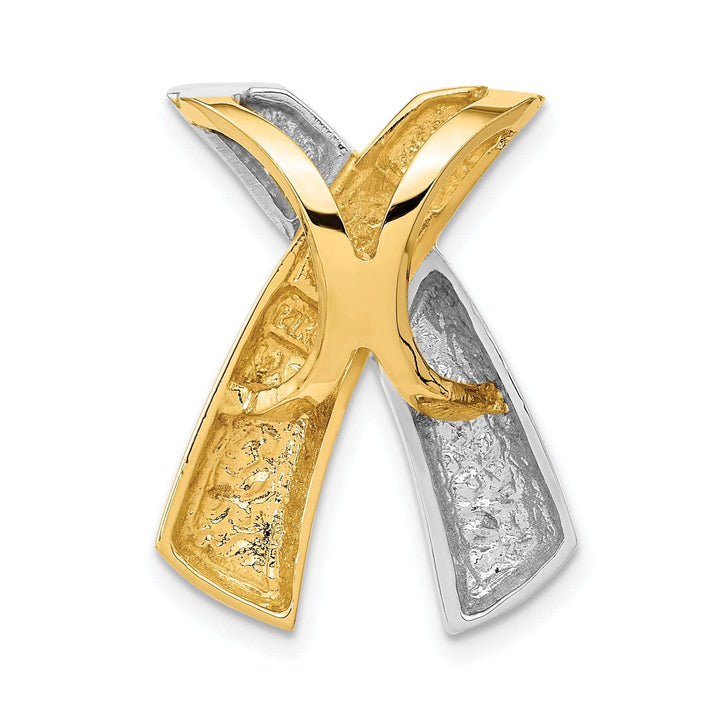 Lovely Rita's Pendants & Charms 14k Yellow, White Gold Solid Polished Finish X Shape Design Slide Pendant fits upto 10 mm Omega