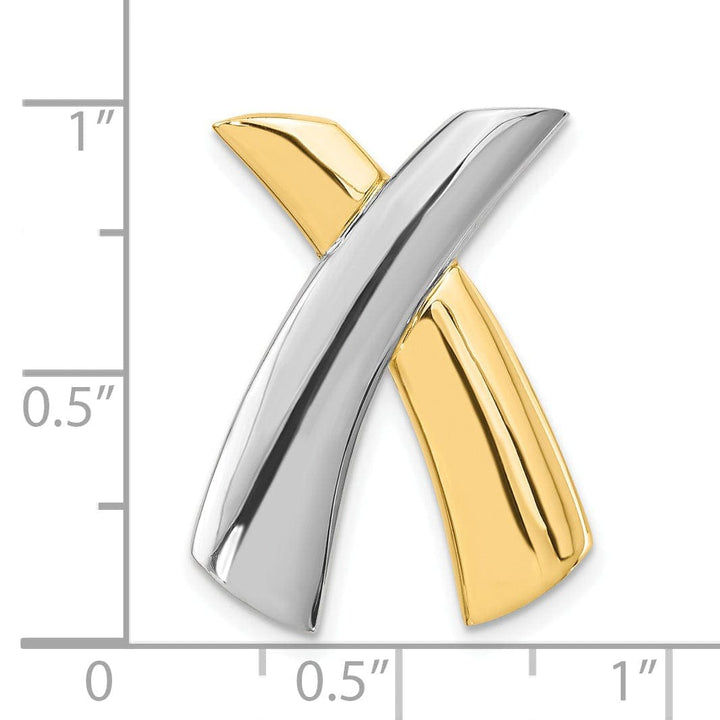 Lovely Rita's Pendants & Charms 14k Yellow, White Gold Solid Polished Finish X Shape Design Slide Pendant fits upto 10 mm Omega