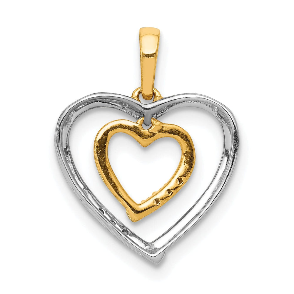 Lovely Rita's Pendants & Charms 14kt White, Yellow Gold Polished Finish Open Back 0.03-CT Diamond Heart in Heart Design Charm Pendant