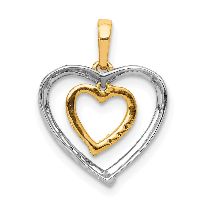 Lovely Rita's Pendants & Charms 14kt White, Yellow Gold Polished Finish Open Back 0.03-CT Diamond Heart in Heart Design Charm Pendant