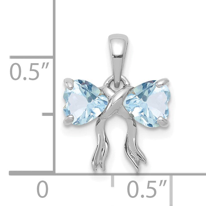 Lovely Rita's Pendants & Charms 14kWhite Gold Aquamarine Birthstone Bow Pendant