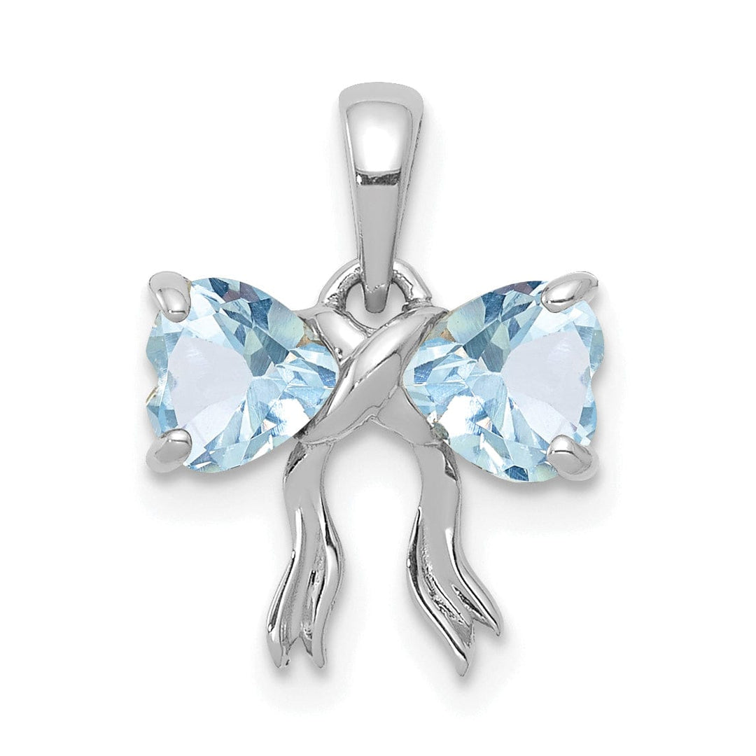 Lovely Rita's Pendants & Charms 14kWhite Gold Aquamarine Birthstone Bow Pendant