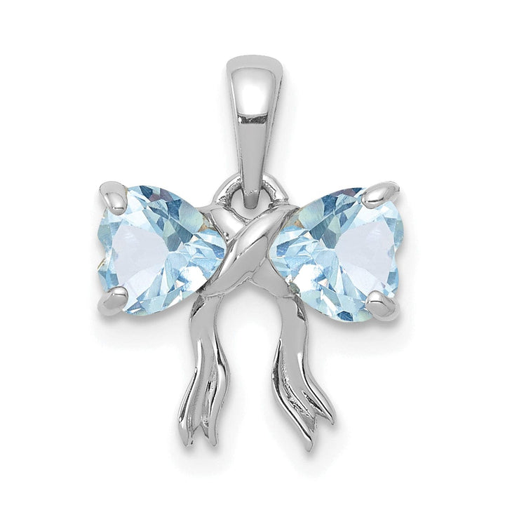 Lovely Rita's Pendants & Charms 14kWhite Gold Aquamarine Birthstone Bow Pendant
