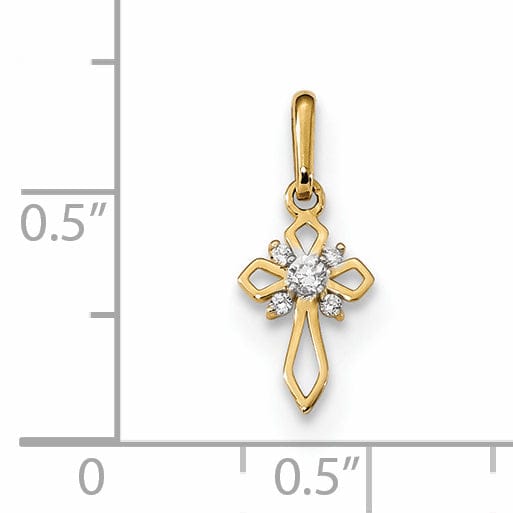 Lovely Rita's Pendants & Charms 14kYellow Gold Children Fancy C.Z Cross Pendant
