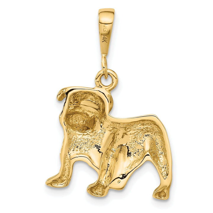 Lovely Rita's Pendants & Charms 14KYellow Gold Open Back Diamond Cut Brushed Finish Bull Dog Charm Pendant
