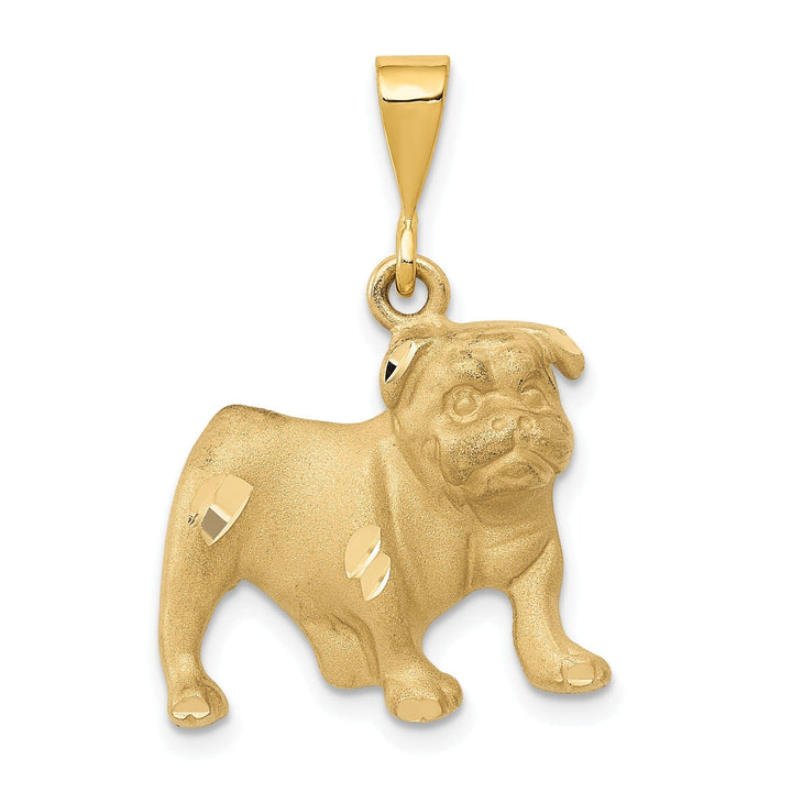 Lovely Rita's Pendants & Charms 14KYellow Gold Open Back Diamond Cut Brushed Finish Bull Dog Charm Pendant