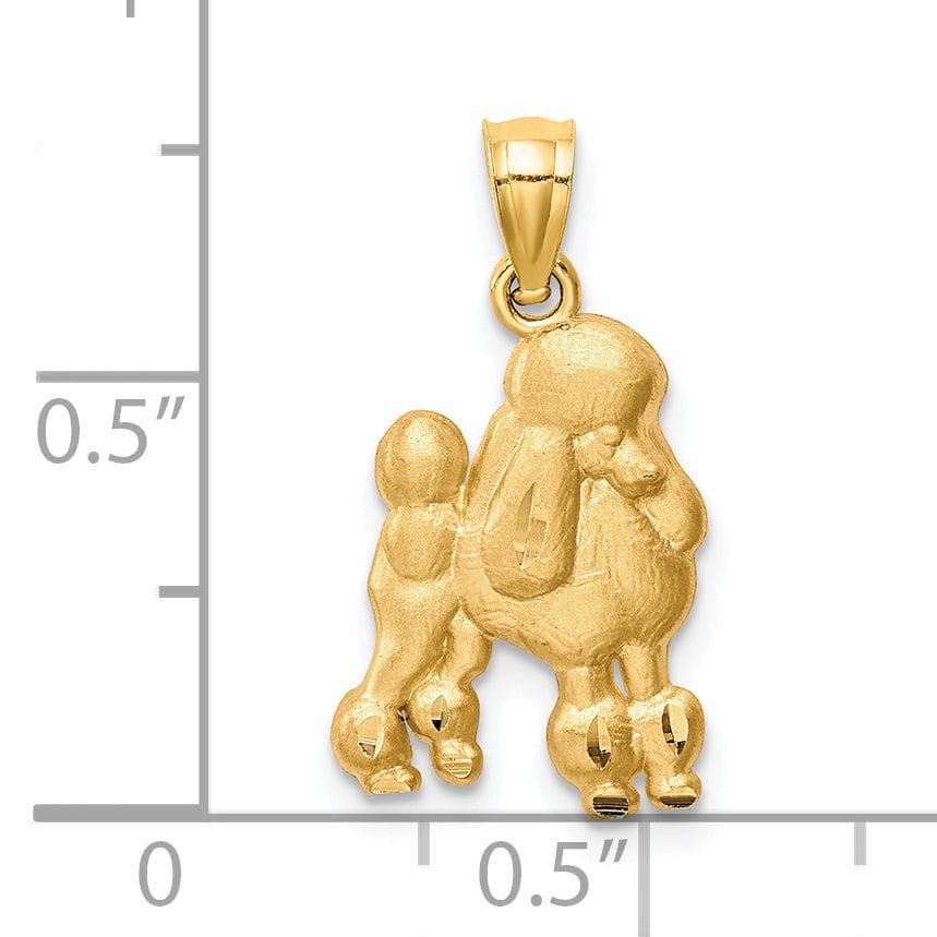 Lovely Rita's Pendants & Charms 14KYellow Gold Solid Diamond Cut Brushed Finish Poodle Dog Charm Pendant