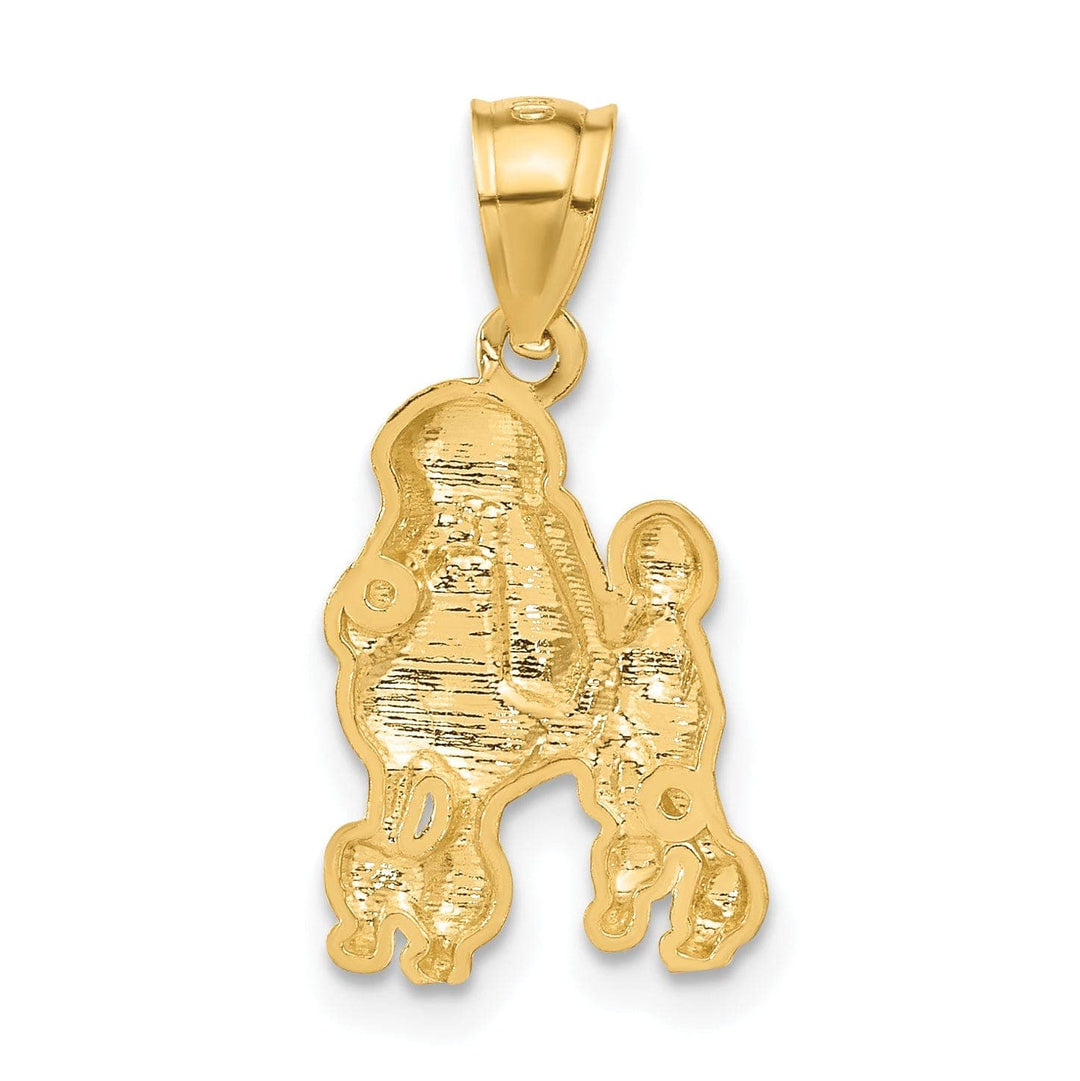 Lovely Rita's Pendants & Charms 14KYellow Gold Solid Diamond Cut Brushed Finish Poodle Dog Charm Pendant