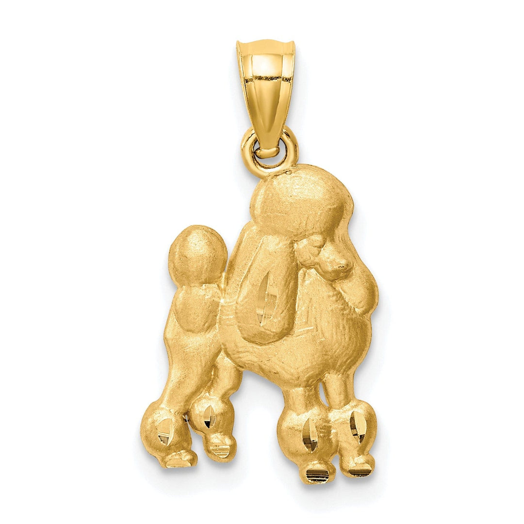 Lovely Rita's Pendants & Charms 14KYellow Gold Solid Diamond Cut Brushed Finish Poodle Dog Charm Pendant