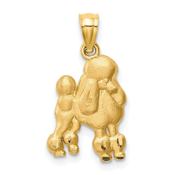 Lovely Rita's Pendants & Charms 14KYellow Gold Solid Diamond Cut Brushed Finish Poodle Dog Charm Pendant