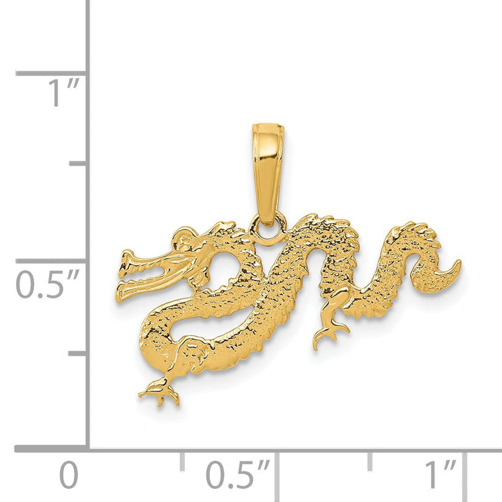 Lovely Rita's Pendants & Charms 14KYellow Gold Solid Textured Polished Finish Chiness Dragon Design Charm Pendant