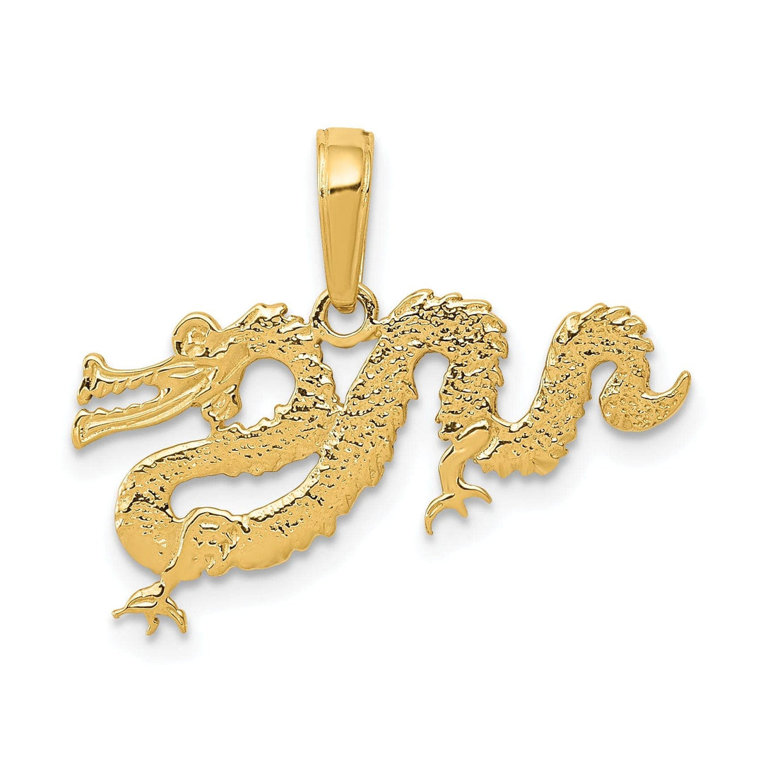 Lovely Rita's Pendants & Charms 14KYellow Gold Solid Textured Polished Finish Chiness Dragon Design Charm Pendant