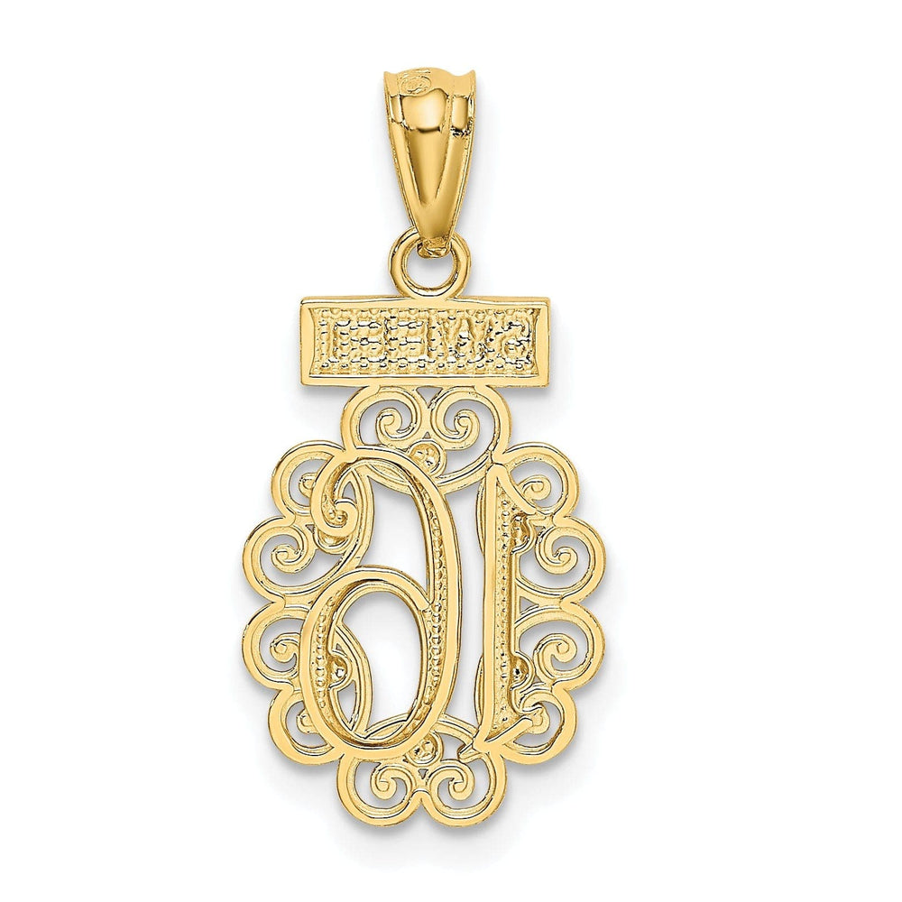 Lovely Rita's Pendants & Charms 14kYellow Gold Sweet 16 Filigree Design Pendant