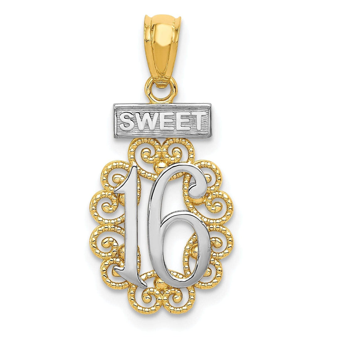 Lovely Rita's Pendants & Charms 14kYellow Gold Sweet 16 Filigree Design Pendant