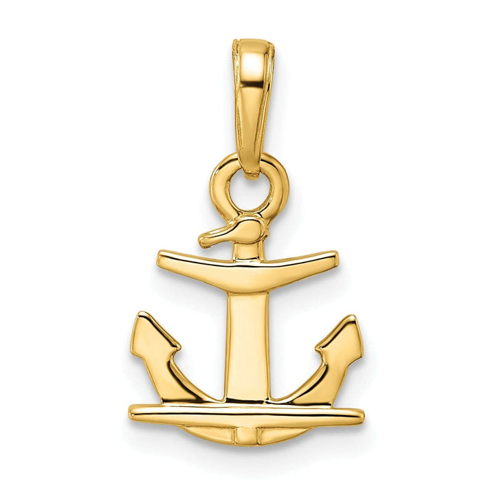 Lovely Rita's Pendants & Charms 14kYellow Gold White Rhodium Diamond Cut Polished Finish Solid  Anchor Charm Pendant