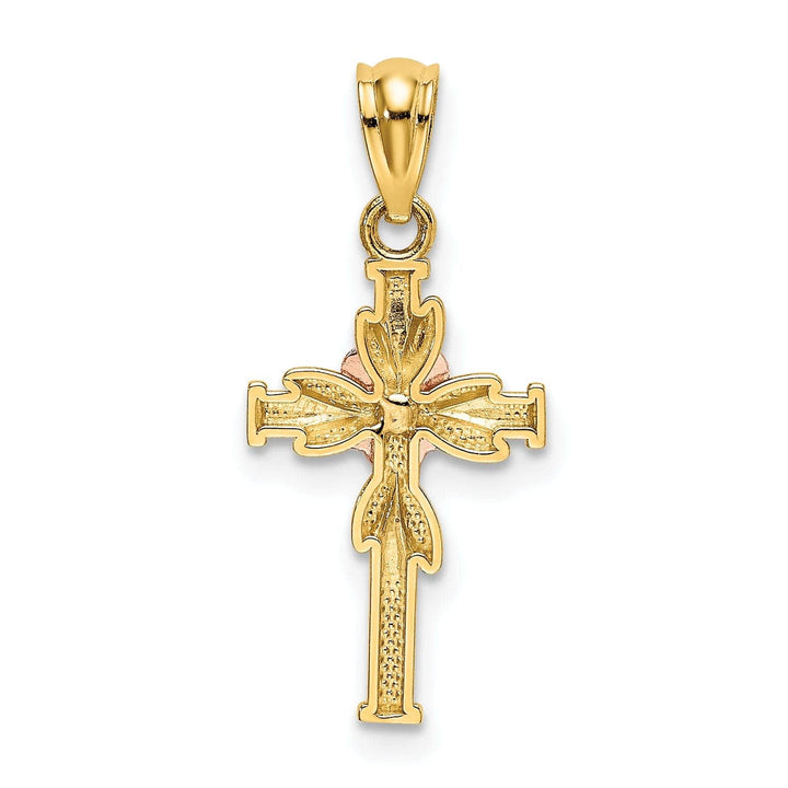 Lovely Rita's Pendants & Charms 14kYellow Rose Gold Cross Flower Design Pendant