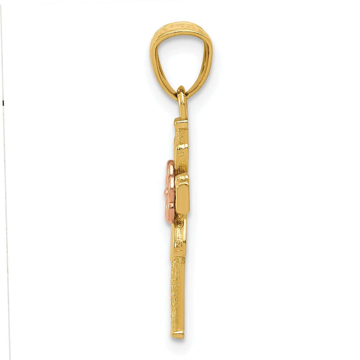 Lovely Rita's Pendants & Charms 14kYellow Rose Gold Cross Flower Design Pendant