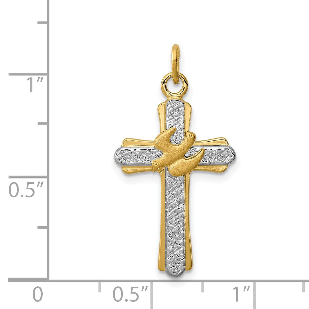 Lovely Rita's Pendants & Charms 18k Gold -plated Sterling Silver Dove Cross Charm