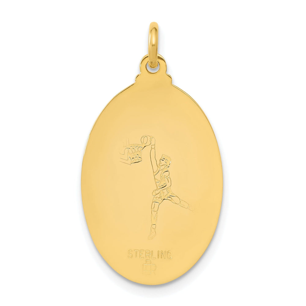 Lovely Rita's Pendants & Charms 24k Gold-plated Silver St Christopher Basketball Medal