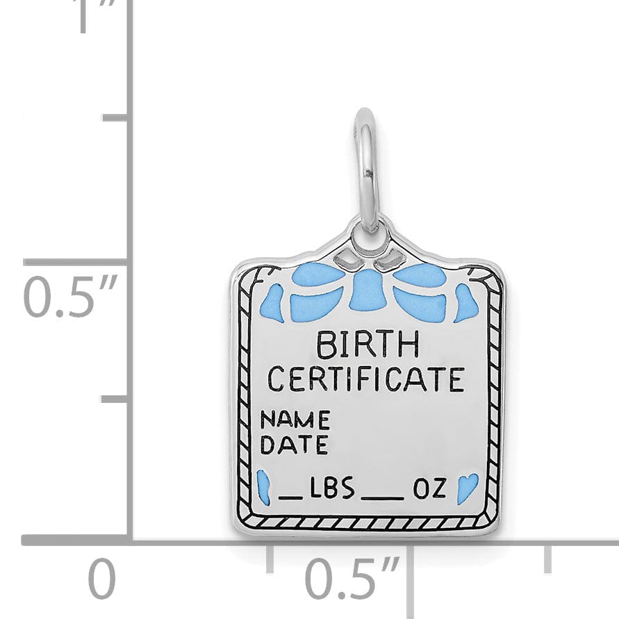 Lovely Rita's Pendants & Charms 925 Sterling Silver Blue Birth Certificate Pendant