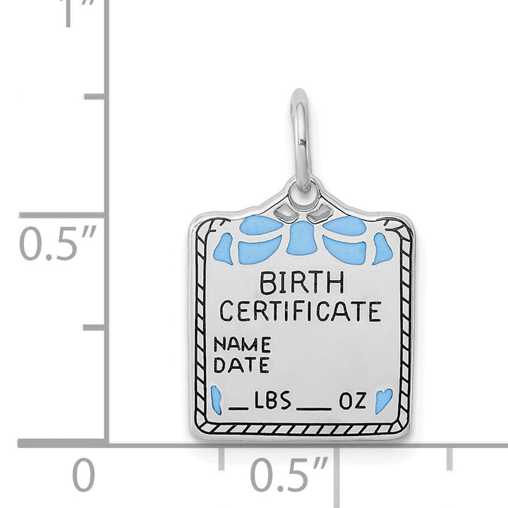 Lovely Rita's Pendants & Charms 925 Sterling Silver Blue Birth Certificate Pendant