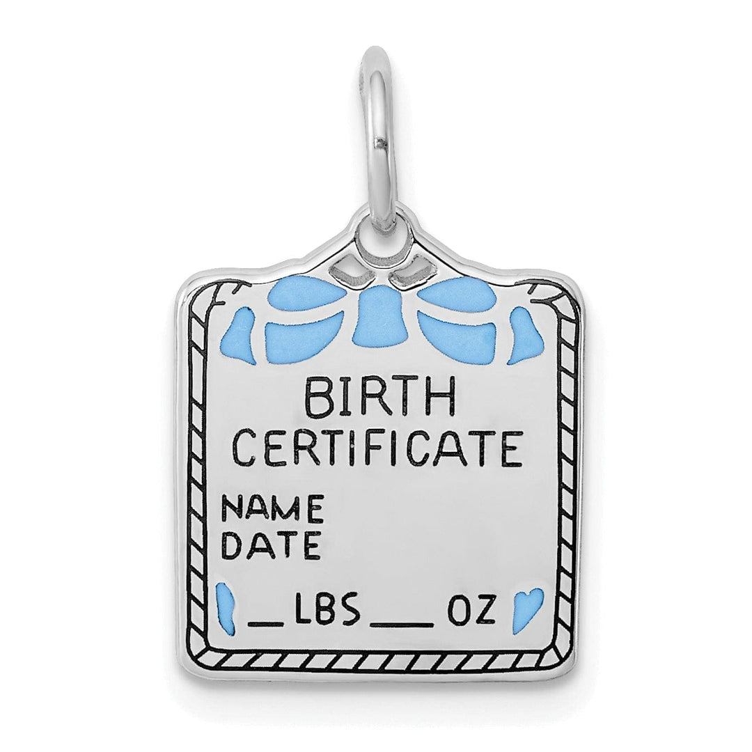 Lovely Rita's Pendants & Charms 925 Sterling Silver Blue Birth Certificate Pendant
