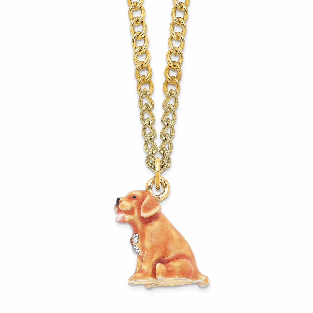 Luxury Giftware by Jere Pendants & Charms Bejewel Gold Tone Color Finish SASSY Golden Retriever Pup Trinket Box