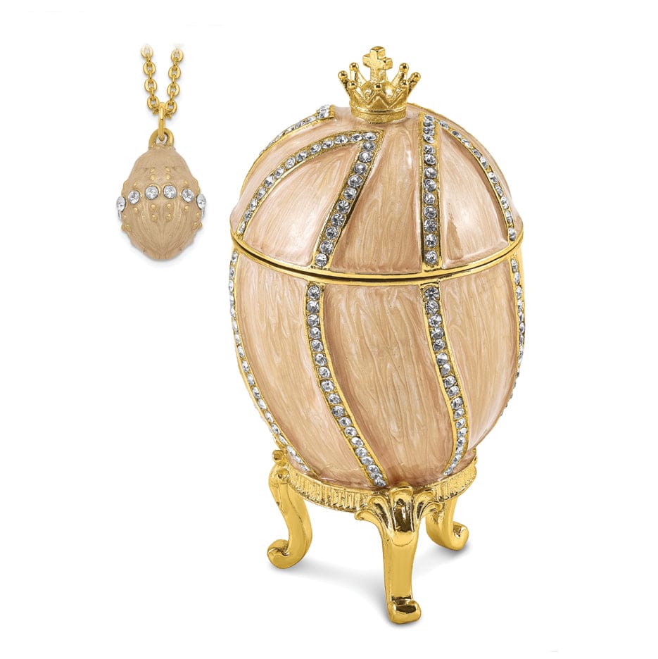 Lovely Rita's Pendants & Charms Bejewel Multi Color Finish CAPTIVATING CROWN Champagne Egg Trinket Box