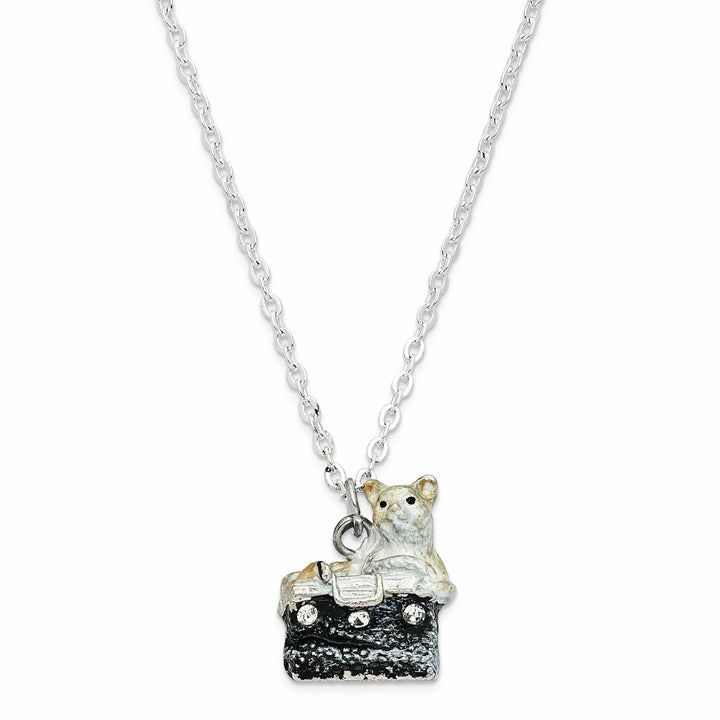 Luxury Giftware by Jere Pendants & Charms Bejewel Pewter Multi Color Enamel MISS KITTY Cat in Purse Trinket Box