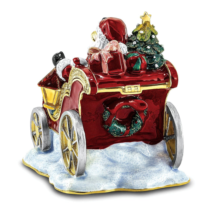 Lovely Rita's Pendants & Charms Bejewel Pewter Multi Color Finish CRUISIN' SANTA in Sleigh Trinket Box